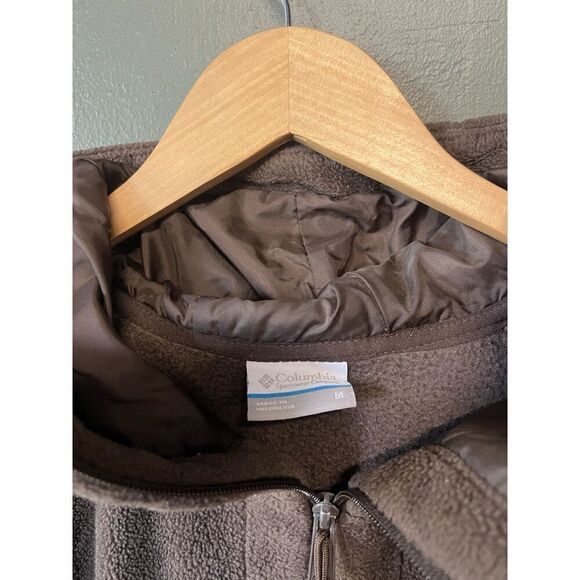 Columbia Mens Brown Full Zip Hooded Fleece Sweatshirt Size Medium - Picture 3 of 3